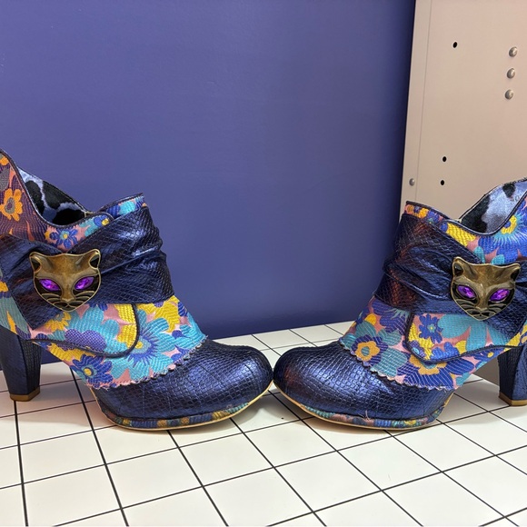 Irregular Choice Blue Floral Heeled Boots - Picture 5 of 10